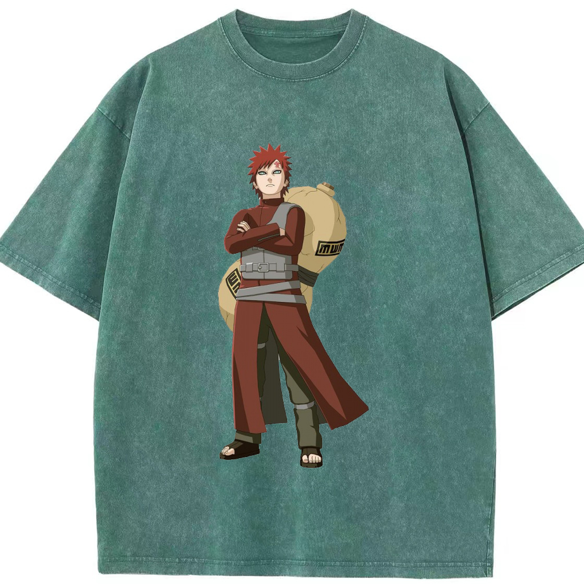 （画像用） NARUTO -ナルト- ガアラ Gaara 綿100% ヴィンテージ風 半袖Tシャツ（フロントプリント）